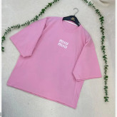تیشرت باکسی زنانه جنس سوپر پنبه فری سایز مدل MIU MIU