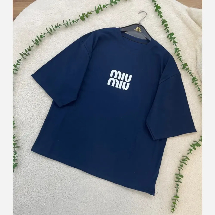 تیشرت باکسی زنانه جنس سوپر پنبه فری سایز مدل MIU MIU