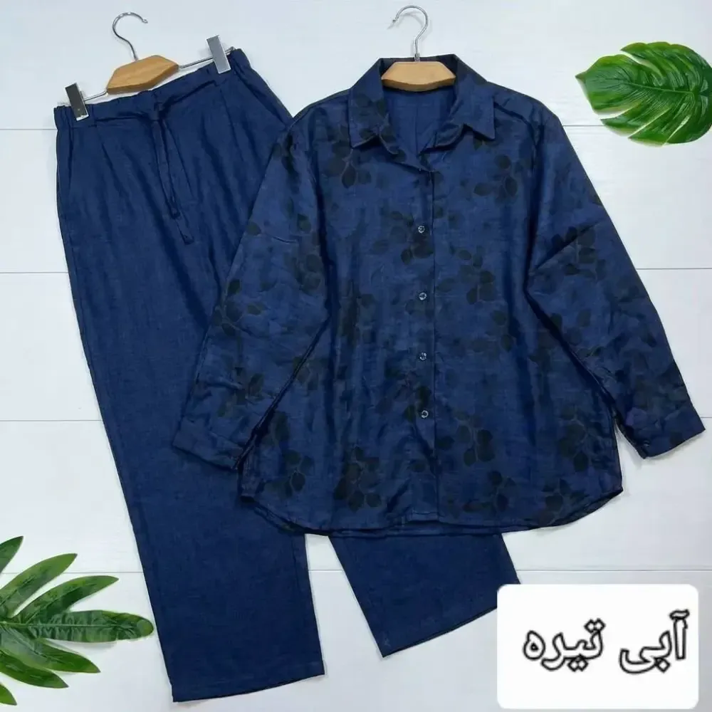 ست مانتو شلوار زنانه مدل ونوس جنس شانتون درجه یک سایز فری 38 تا 46