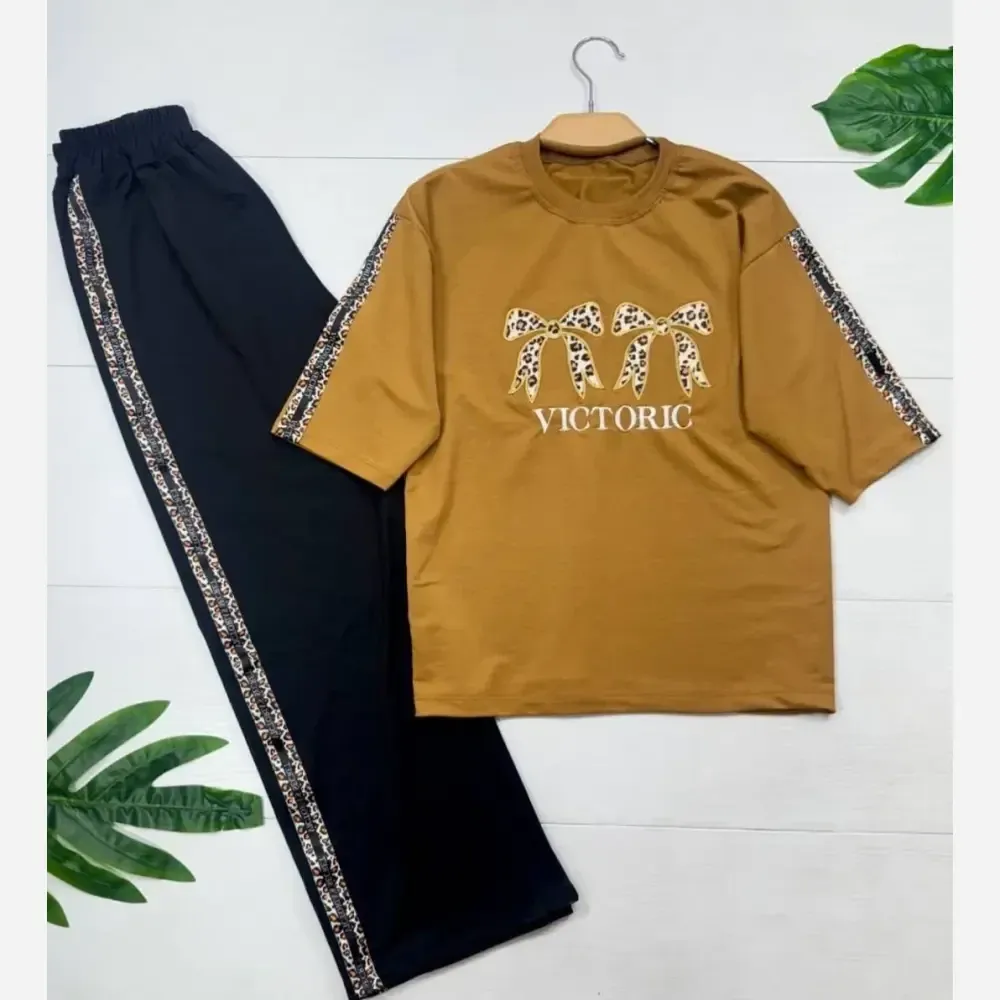 ست بلوز و شلوار زنانه مدل ویکتوریا جنس پنبه گلکسی سایز فری 38 تا 46