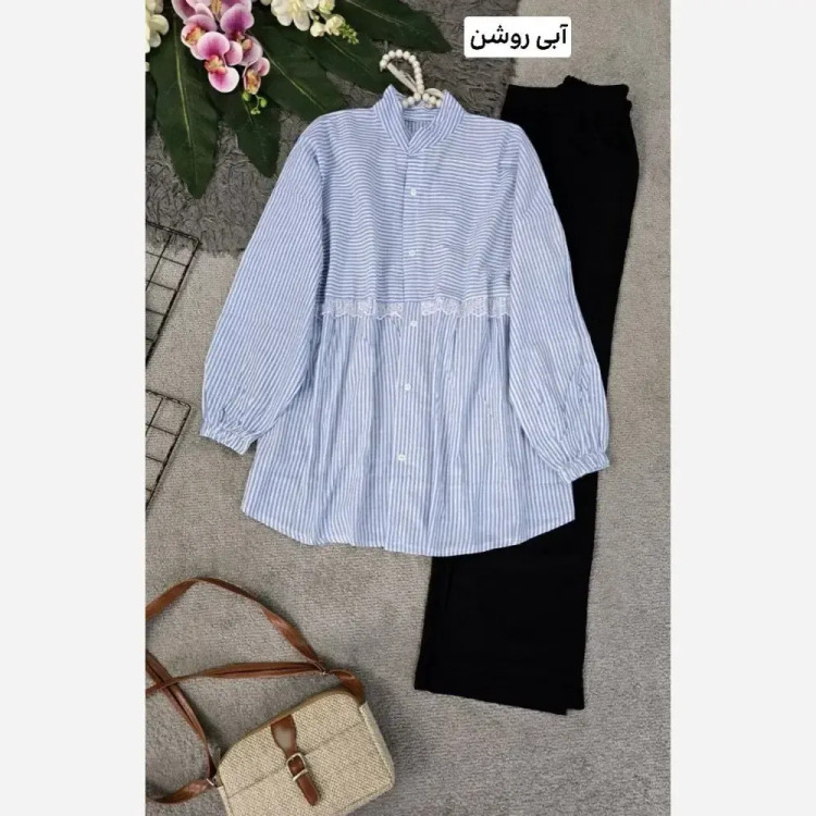شومیز زنانه نخی تابستانه مدل آزاده فری سایز 36 تا 46