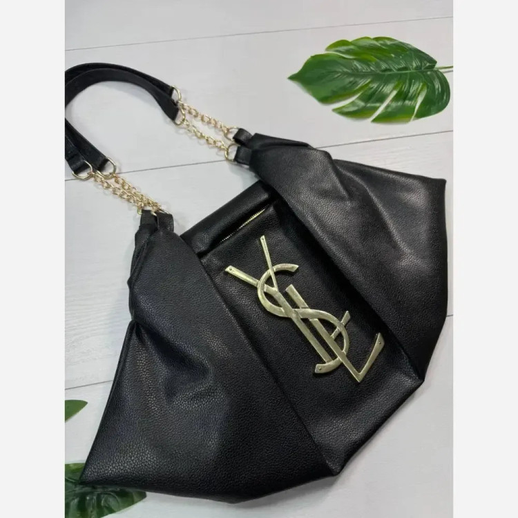 کیف چرم یاشیل رنگ مشکی ابعاد 50 در 25 سانتیمتر
