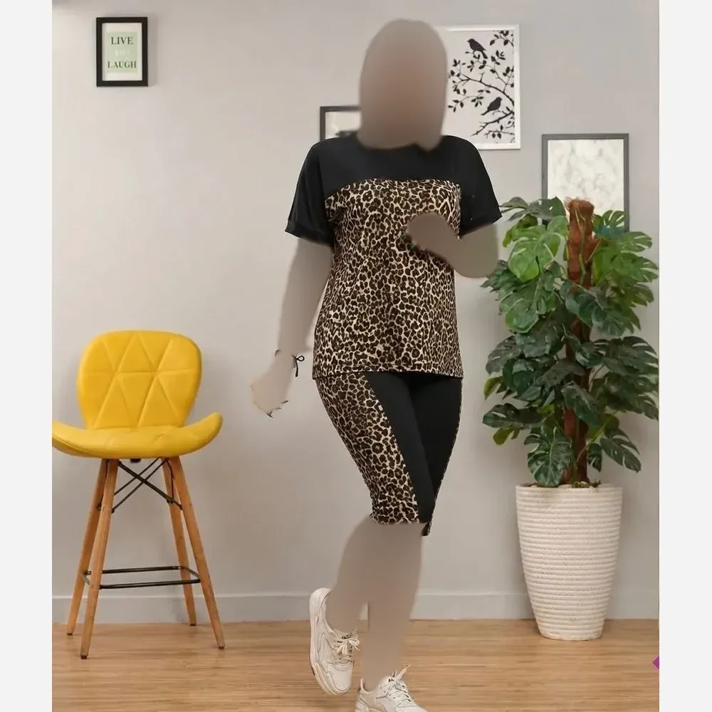ست تیشرت و شلوارک زنانه مدل نسا جنس فلامنت الیزه فول کش فری سایز