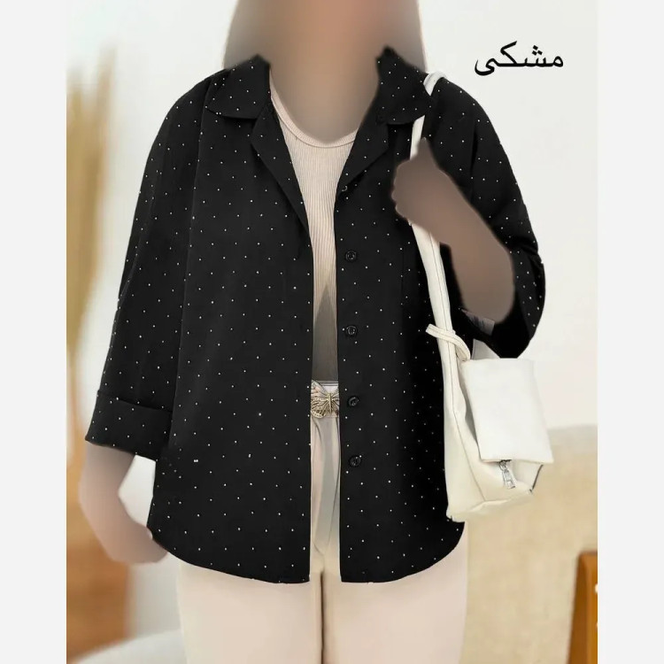 شومیز زنانه شانتون مشکی نگیندار فری سایز 38 تا 46