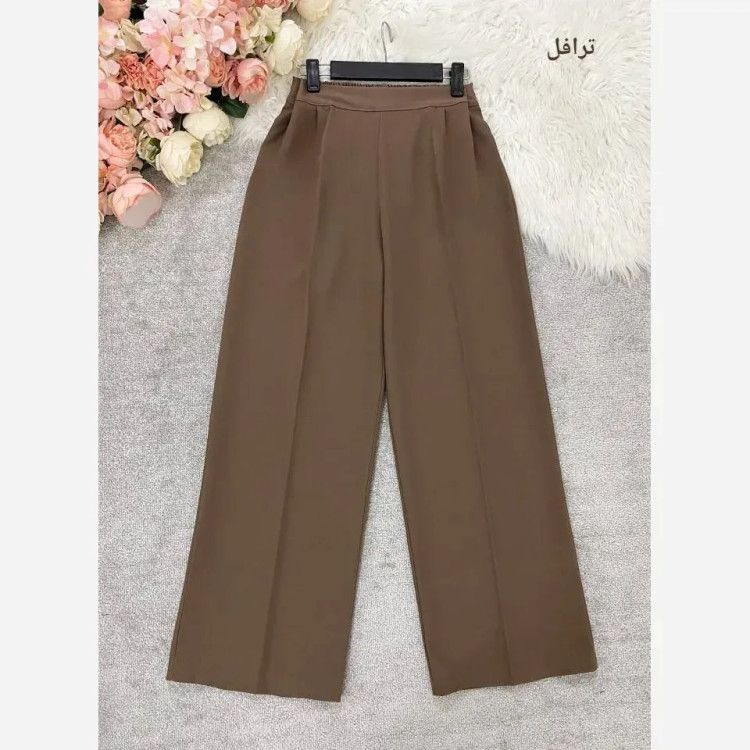 شلوار بگ زنانه پارچه مازراتی 330 گرم درجه یک پشت کش و جلو پیلی قد 103