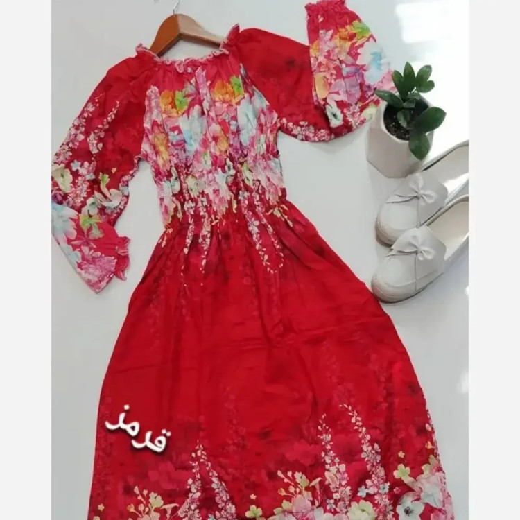 پیراهن ساحلی زنانه طرح گلی جنس تمام نخ فری سایز 38 تا 46