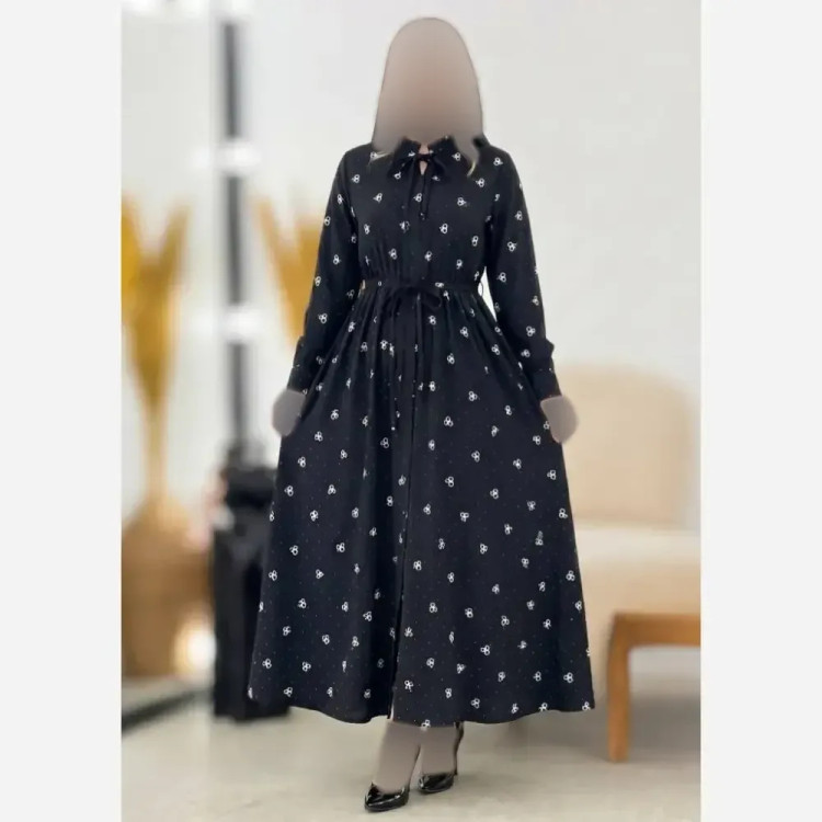 پیراهن مجلسی زنانه مدل آبنوس جنس بوگاتی رنگ مشکی سایز فری 38 تا 46