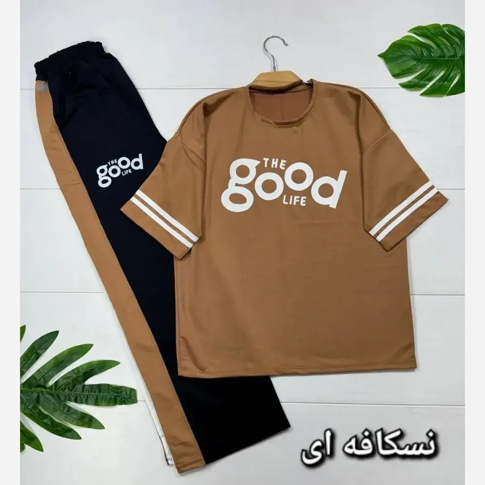 ست لباس راحتی زنانه پنبه گلکسی مدل good فری سایز