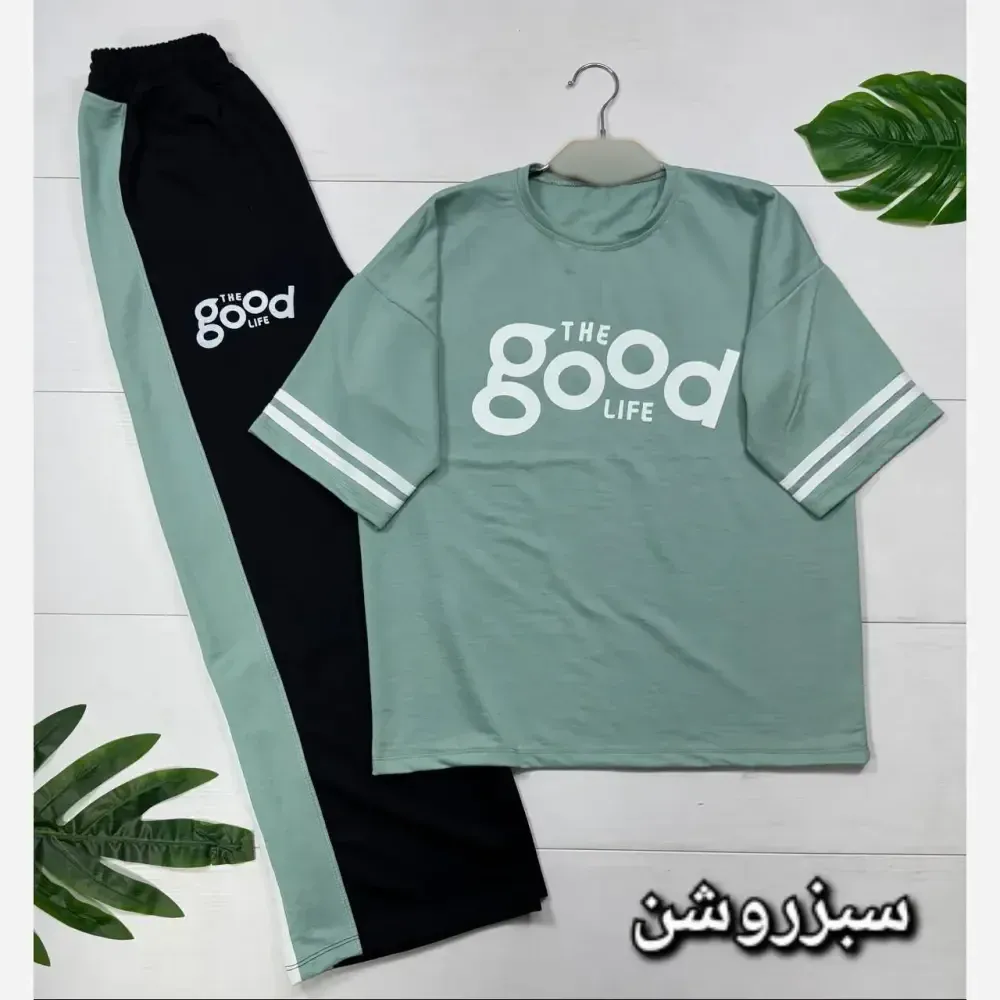 ست لباس راحتی زنانه پنبه گلکسی مدل good فری سایز