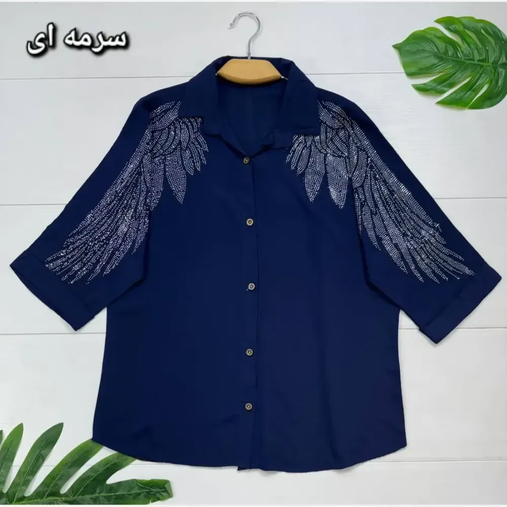 شومیز مجلسی طاووس الیزه درجه یک نگین کاری فری سایز