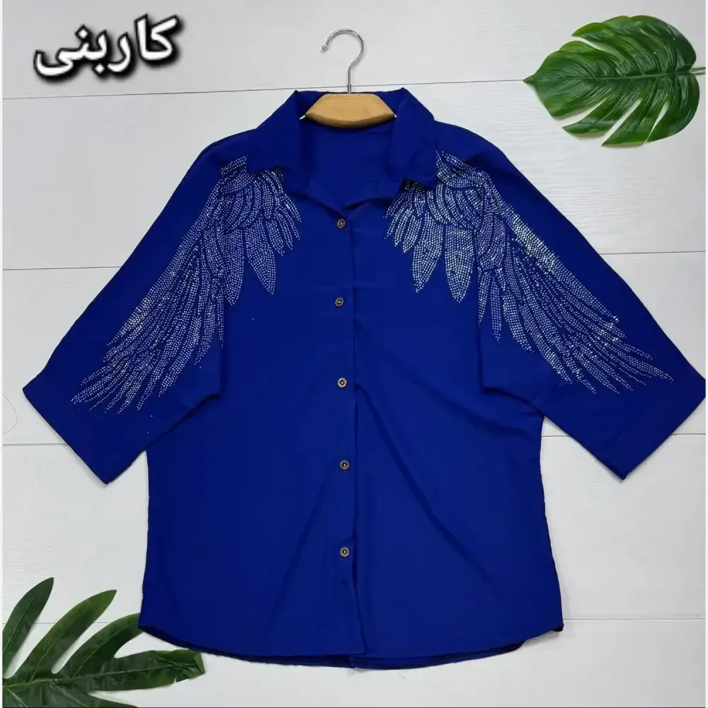 شومیز مجلسی طاووس الیزه درجه یک نگین کاری فری سایز
