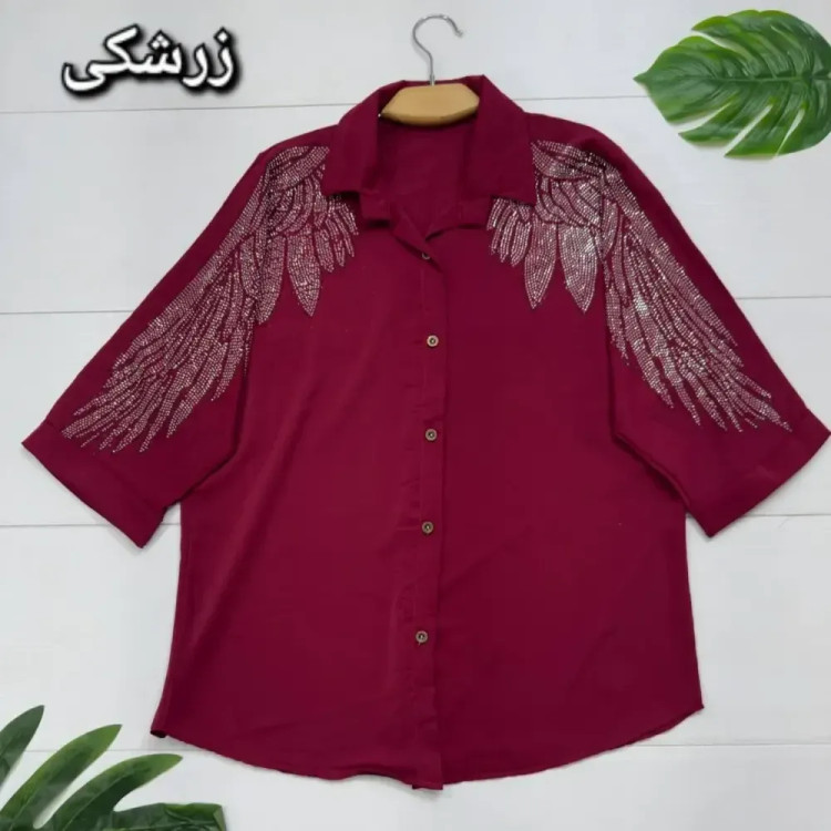 شومیز مجلسی طاووس الیزه درجه یک نگین کاری فری سایز