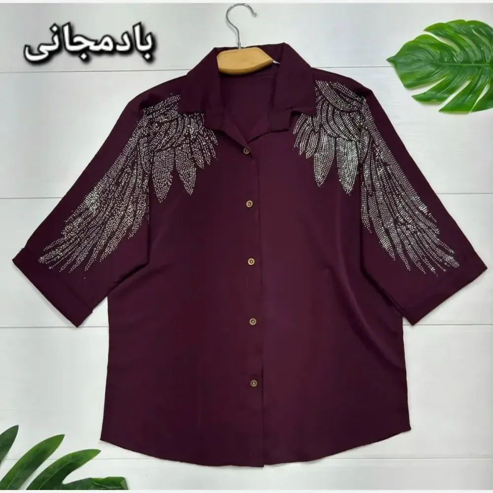 شومیز مجلسی طاووس الیزه درجه یک نگین کاری فری سایز