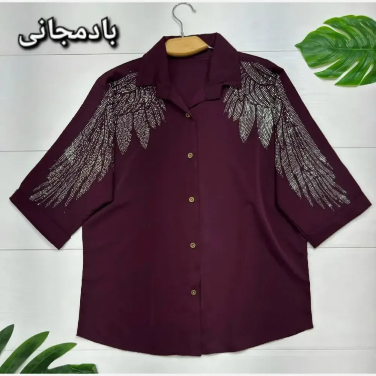 شومیز مجلسی طاووس الیزه درجه یک نگین کاری فری سایز