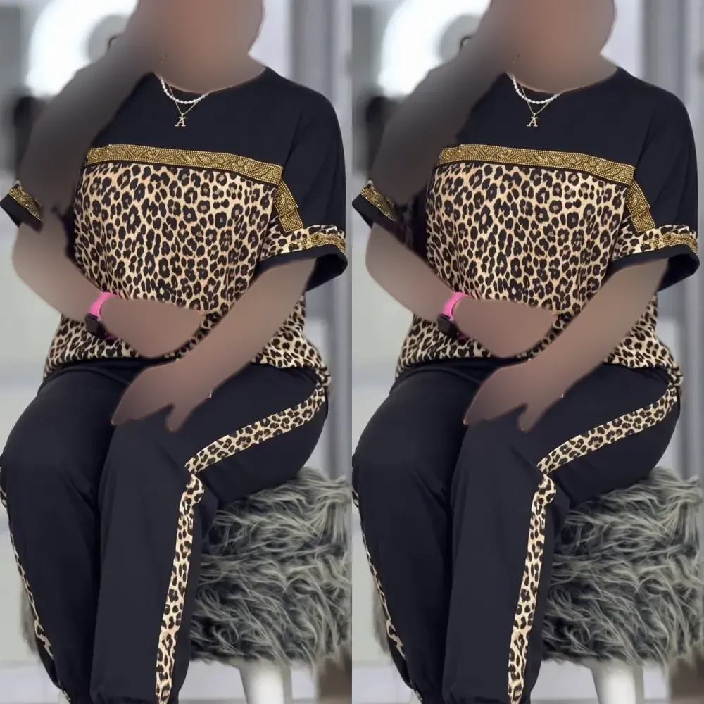 ست تیشرت و شلوار زنانه جنس ویسکوز الیزه کش سایز فری 38 تا 48