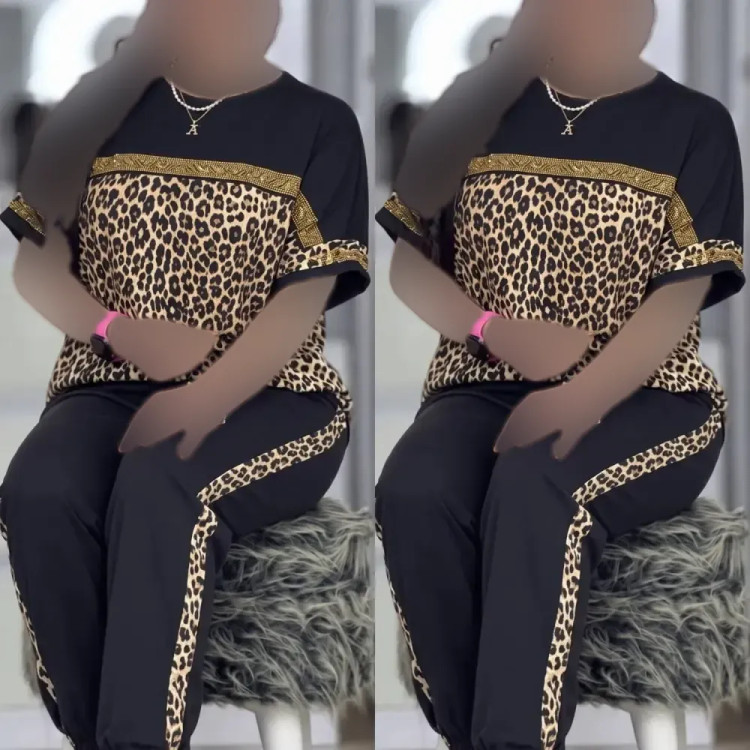 ست تیشرت و شلوار زنانه جنس ویسکوز الیزه کش سایز فری 38 تا 48