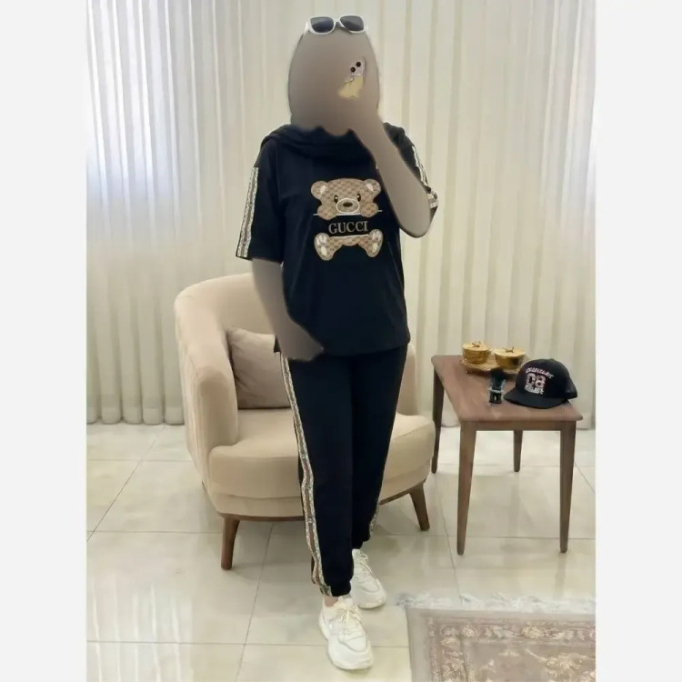 تیشرت تک زنانه پنبه گلکسی رنگ مشکی سایز فری 38 تا 46