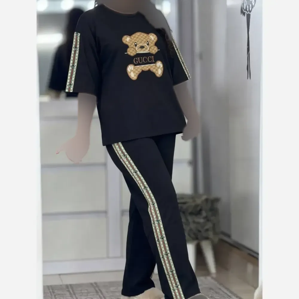 تیشرت تک زنانه پنبه گلکسی رنگ مشکی سایز فری 38 تا 46