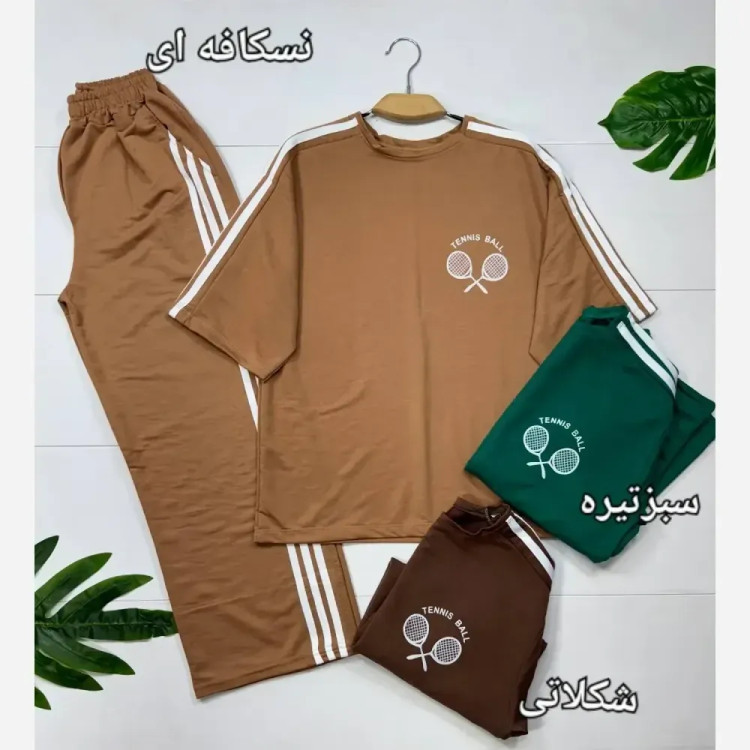 ست تیشرت و شلوار تنیسی زنانه جنس پنبه گلکسی فری سایز رنگی