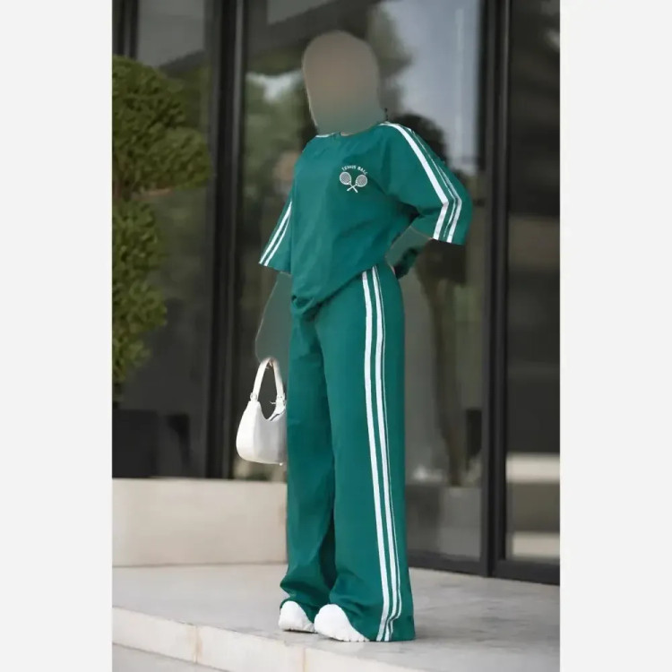 ست تیشرت و شلوار تنیسی زنانه جنس پنبه گلکسی فری سایز رنگی