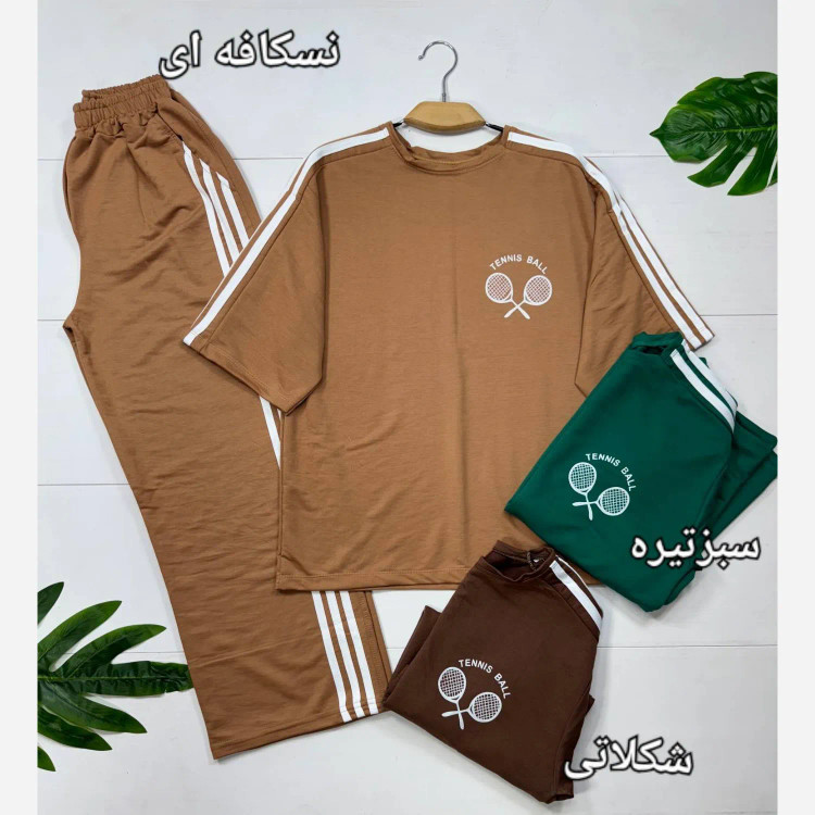 ست تیشرت و شلوار تنیسی زنانه جنس پنبه گلکسی فری سایز رنگی
