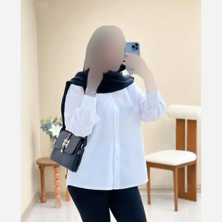 شومیز سفید داکرون باکیفیت فری سایز 38 تا 46 مناسب زیر کت و مانتو
