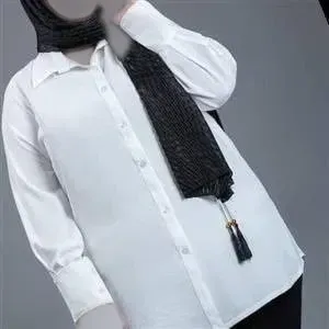 شومیز سفید داکرون باکیفیت فری سایز 38 تا 46 مناسب زیر کت و مانتو