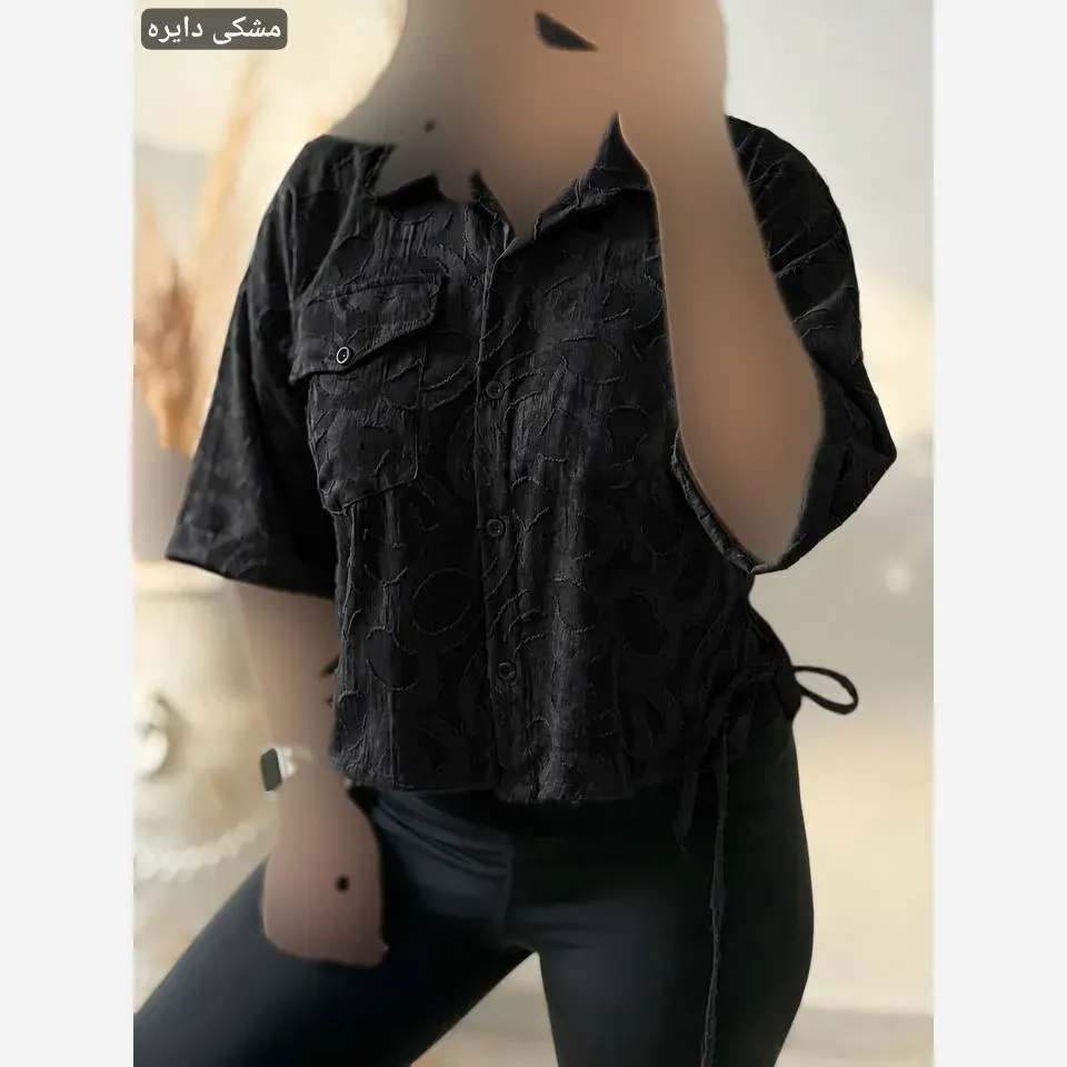 شومیز باکسی لینن نخی هانا خرجکار برجسته فری سایز