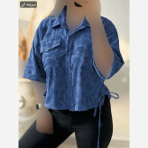 شومیز باکسی لینن نخی هانا خرجکار برجسته فری سایز