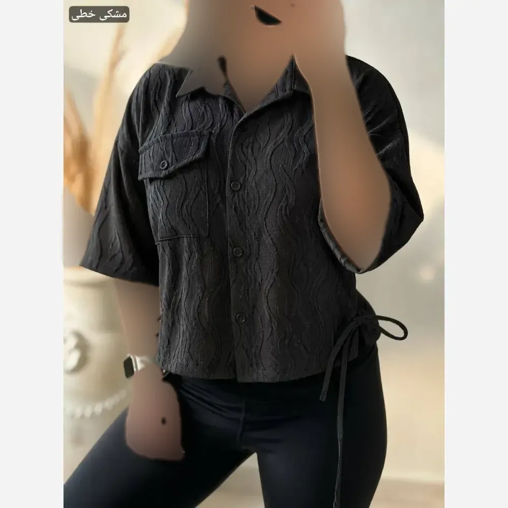 شومیز باکسی لینن نخی هانا خرجکار برجسته فری سایز