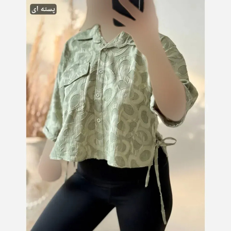 شومیز باکسی لینن نخی اعلا طرح هانا فری سایز