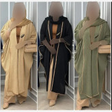 مانتو حصیری مدل میخک قواره آزاد سایز بزرگ رنگ کرم نسکافه ای
