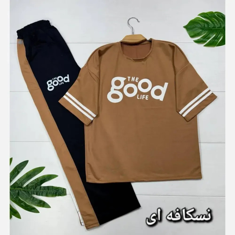 ست تیشرت و شلوار پنبه گلکسی زنانه سایز فری 38 تا 46