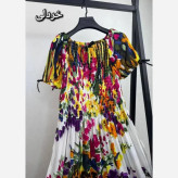 لباس ساحلی زنانه آستین بلند نخی وارداتی خردلی سایز فری 38 تا 46 مدل بهارین