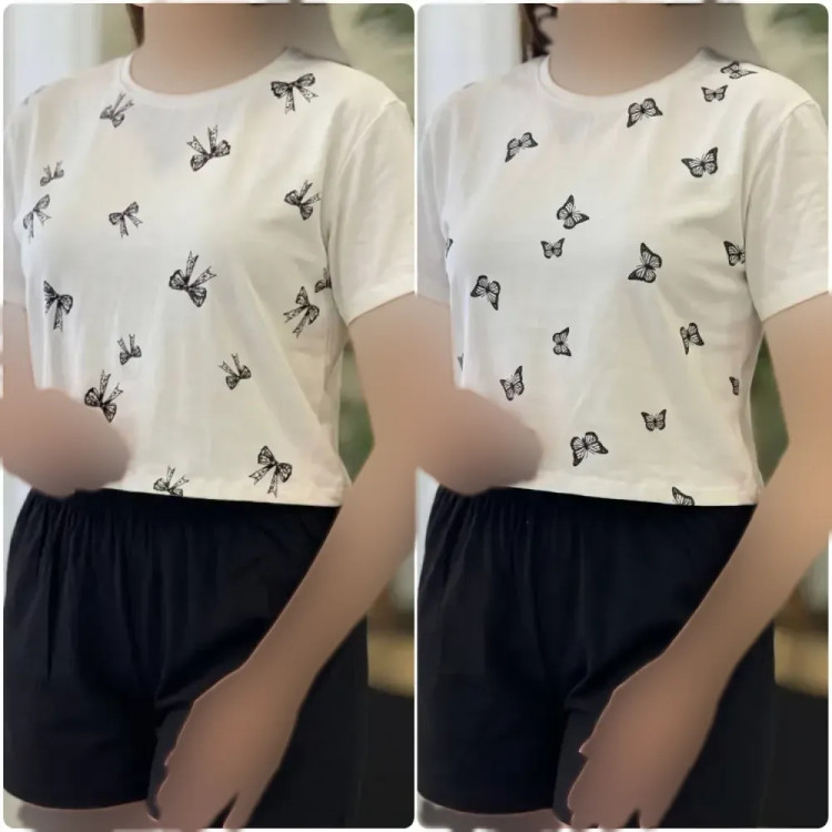 ست راحتی زنانه آتیلا نخ پنبه طرح پاپیون و پروانه سایز فری 36 تا 44