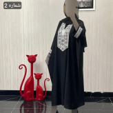 مانتو عبایی سمیرا کرپ اسکاچی کتیبه تافته فری سایز 36 تا 58 قد 115