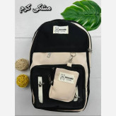 کوله پشتی زرین دیبا ضد آب 3 زیپ رنگ مشکی کرم و تمام مشکی