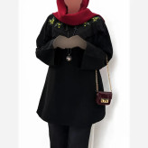 مانتو الیاف مارگریت لینن آنزیم شور گلدوزی شده فری سایز