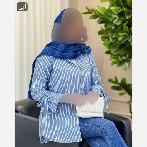 مانتو آستین پاپیون برگین لینن نخ اعلا طوسی آبی فری سایز 36 تا 46 قد 75