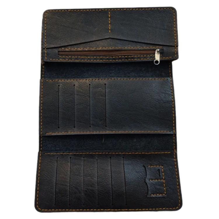 کیف پول و موبایل سه لت چرم مصنوعی با قفل ناخنی و جعبه هدیه