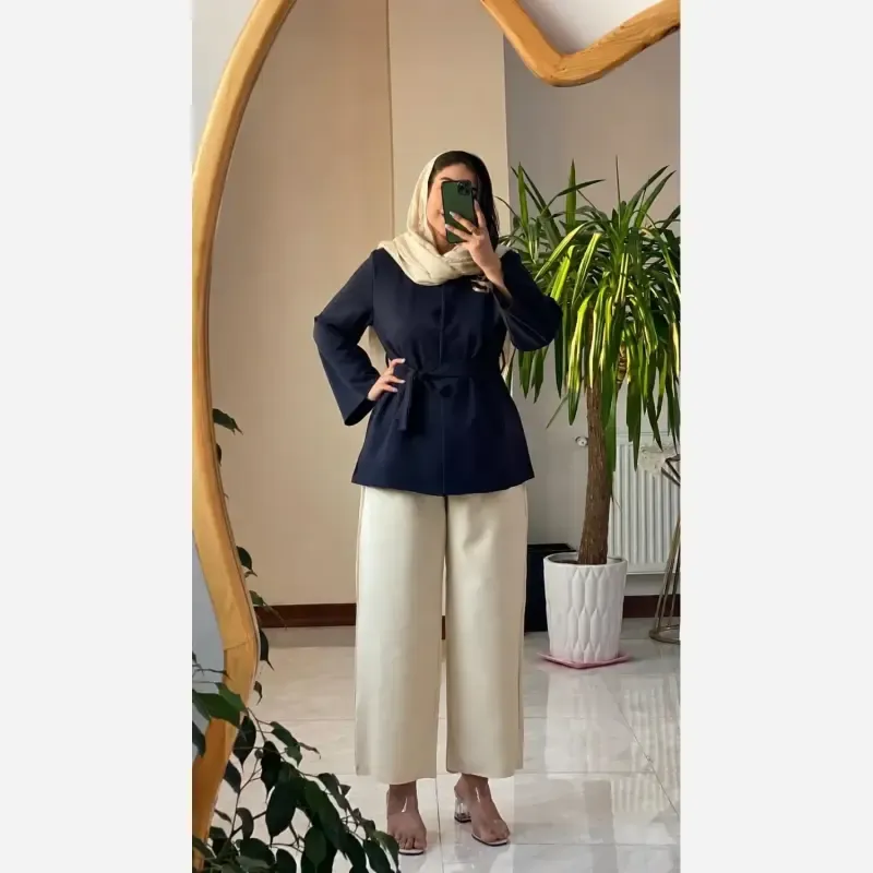 ست مانتو شلوار مازراتی ارغوان رنگ سورمهای فری سایز
