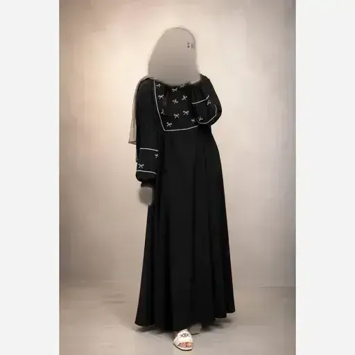 عبا گلدوزی پاپیونی مناسب شیردهی الیزه مشکی