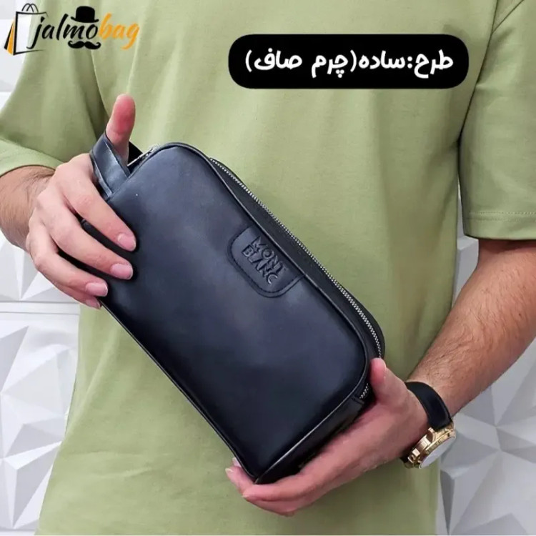 کیف دستی مردانه شوزبگ چرم صنعتی مرغوب دو خانه آستر خارجی بند دستی زیپ فلزی