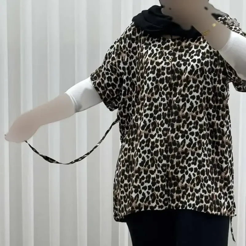 تیشرت نخی زنانه دکمهدار فری سایز مناسب تا سایز 52