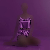 تاپ شورتک زنانه ساتن چین دار بند قابل تنظیم