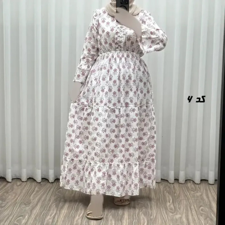 پیراهن عروسکی نخی زنانه و دخترانه فری سایز مناسب تا 46 همراه با کمربند