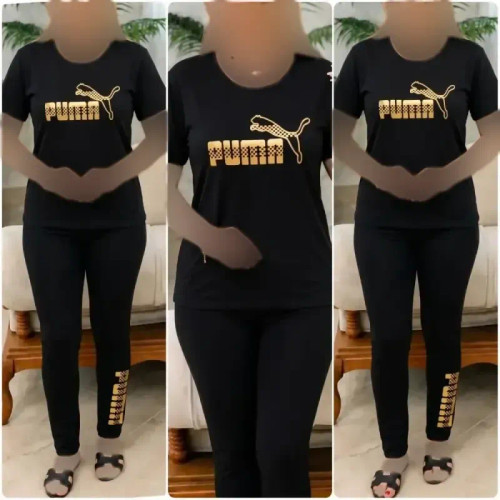 ست تیشرت و شلوار ورزشی زنانه طرح پوما جنس ویسکوز الیزه سایز 38 تا 48